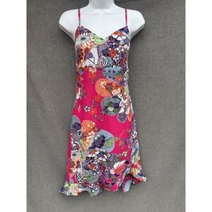 No Boundaries Y2K Dress Pink Floral Ruffle Spaghetti Strap Sz‎ M Kimono Print